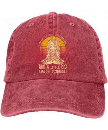 Baseball Caps I'm Mostly Peace Love and Light and A Little Go Yoga Classic Vintage Denim Caps - Red - C518X24AXLW $15.04