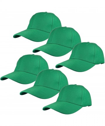 Baseball Caps Plain Blank Baseball Caps Adjustable Back Strap Wholesale Lot 6 Pack - Kelly Green - CF18DUCC3U2 $19.36