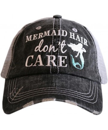Baseball Caps Mermaid Hair Don't Care Baseball Hat - Trucker Hat for Women - Stylish Cute Sun Hat - Blue - CP180Z2KCUA $34.19