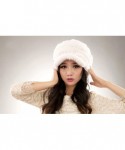Skullies & Beanies Women's Real Rex Rabbit Fur Peaked Caps Hats Spiral Winter Warmer Ears Hat - White - CH11FGXY17L $34.66