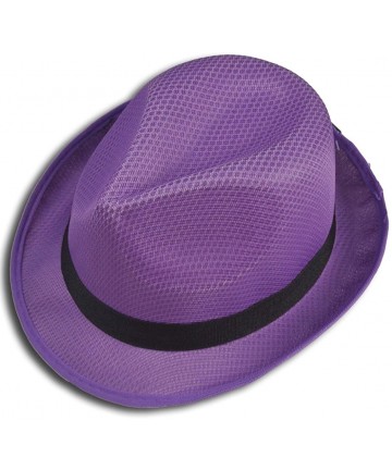 Sun Hats Fedora Hat Fashion Unisex Trilby Cap Summer Beach Sun Straw Panama - Purple - CU11KYTFORD $14.44