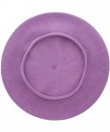 Berets Beret for Women 100% Cotton Solid - Medium/Large - Lavender - CM18U4IEICR $29.30