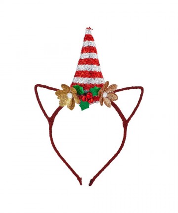 Headbands Red Glittery Cat Ears Holiday Hat Gold Glitters Floral Headband - C818MIHC8KL $12.43