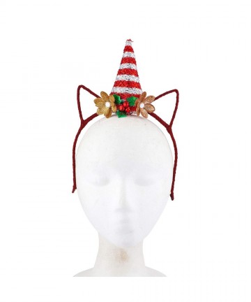 Headbands Red Glittery Cat Ears Holiday Hat Gold Glitters Floral Headband - C818MIHC8KL $12.43