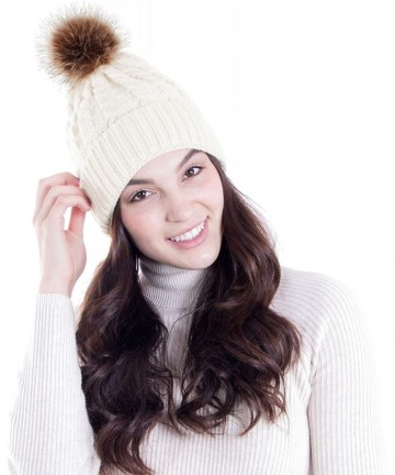 Skullies & Beanies Women's Knit Winter Hat Pom Pom Beanie - White - C618HKKD38X $20.34