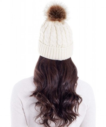 Skullies & Beanies Women's Knit Winter Hat Pom Pom Beanie - White - C618HKKD38X $20.34