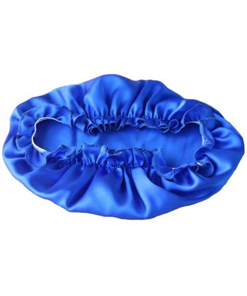 Skullies & Beanies Natural Silk Sleep Night Cap Head Cover Bonnet Hat for for Hair Beauty - Blue - CI18GYHUZOI $21.97