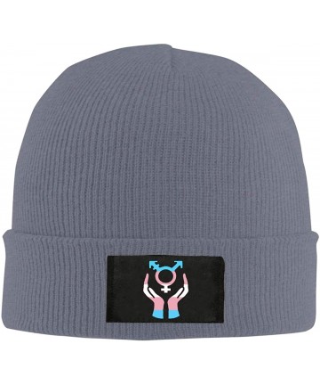 Skullies & Beanies Support Transgender Rights Beanie Hat Winter Warm Knit Skull Hat Cap for Unisex Black - Deep Heather - CT1...