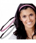 Headbands 2pk Women's Adjustable Non Slip Skinny Bling Glitter Headband Silver Duo Pack - Silver & Light Pink - CS11RV4TACD $...