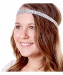 Headbands 2pk Women's Adjustable Non Slip Skinny Bling Glitter Headband Silver Duo Pack - Silver & Light Pink - CS11RV4TACD $...