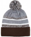 Skullies & Beanies Winter Soft Unisex Cuff Pom Pom Stripe Knit Beanie Skull Slouch Hat - Brown-grey - C818IT4CA3K $16.00