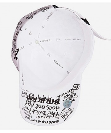 Baseball Caps Designer Graffiti Doodle Cotton Baseball Cap for Men Women- BTS Kpop Hat w/Curve Brim- Adjustable - White/Black...