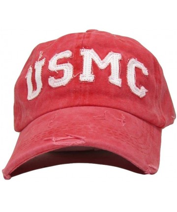 Baseball Caps Ball Cap - New Hat Red Washed USMC US Marine Corps Embroidered Cap Licensed USMC - CE11IVY6VC5 $18.15