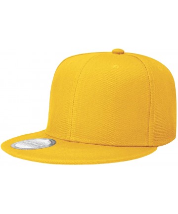 Baseball Caps Classic Snapback Hat Cap Hip Hop Style Flat Bill Blank Solid Color Adjustable Size - 1pc Gold - CI18HKYR9ZI $18.81