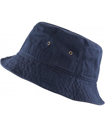 Bucket Hats Unisex 100% Cotton Packable Summer Travel Bucket Beach Sun Hat - Navy - C1125W1EUWR $13.13