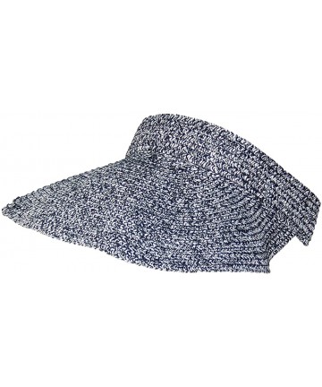 Sun Hats Tweed Womens Packable Roll-Up Wide Brim Sun Visor (One Size) - Black - C817YUAEC4W $19.19