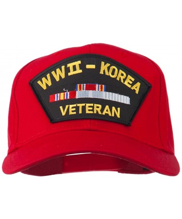 Baseball Caps WWII Korean Veteran Patched Cotton Twill Cap - Red - C611QLM8C9J $26.12
