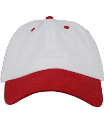 Baseball Caps Dad Hat Pigment Dyed Two Tone Plain Cotton Polo Style Retro Curved Baseball Cap 1200 - White / Red - CS18E2TY6R...