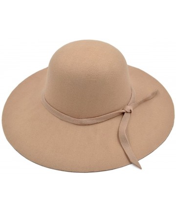 Sun Hats Women's Premium Felt Wide Brim Floppy Hat - Camel - CP186I5QMSI $15.78