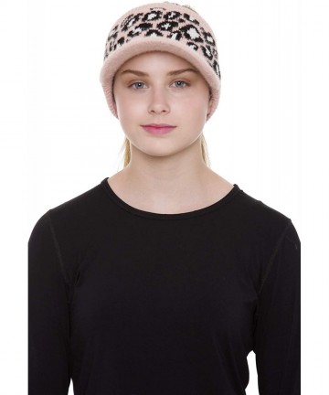 Skullies & Beanies Women's Warm Soft Winter Leopard Detailed Ponytail Beanie Knit Hat Skull Cap - Pink - CC18AUSRGXM $13.49