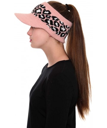 Skullies & Beanies Women's Warm Soft Winter Leopard Detailed Ponytail Beanie Knit Hat Skull Cap - Pink - CC18AUSRGXM $13.49