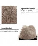 Fedoras Classic Wool Fedora Hats Wide Brim Belt Buckle for Women & Men - Y-oatmeal - C9192ASA7WN $16.97