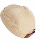 Skullies & Beanies Brimless Adjustable Docker Hat Beanie - Retro Cotton No Visor Cap Men and Women - Cream - CD18ACS0UZG $19.10