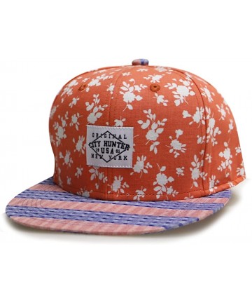 Baseball Caps Linen Flower Summer Snapback Hats - Orange - CX11YE8P8HV $17.64