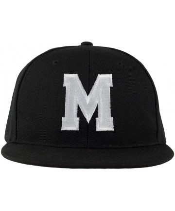 Baseball Caps ABC Embroidered Letter Snapback Cap in Black White with Letters A to Z - M - CB11KSIAOZ1 $12.84