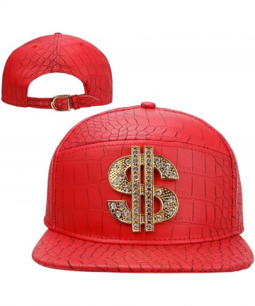 Skullies & Beanies Hip Hop Hat-Flat-Brimmed Hat-Rock Cap-Adjustable Snapback Hat for Men and Women - T-red - CF199L9ZHER $17.46