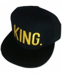 Baseball Caps King or Queen Royalty 3D Embroidered Adjustable Snapback Baseball Hat Cap - King- Gold Text - CC189C2CDH7 $16.78