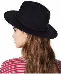 Fedoras Men & Women Classic Felt Fedora Hat Vintage Wide Brim Panama Hat with Felt Buckle - Black - CZ18YRL7SWZ $19.22
