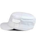 Baseball Caps Plain Castro Flat Top Style Army Cap with Pocket - White - CN18OID5GYU $18.44