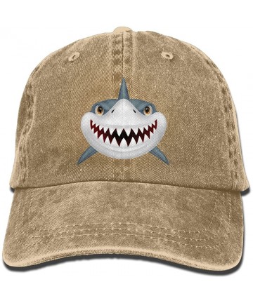 Baseball Caps Unisex Adult Scary Shark Fierce Washed Denim Cotton Sport Outdoor Baseball Hat Adjustable One Size - Natural - ...
