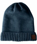 Skullies & Beanies Slouchy Beanie Winter Hats for Men and Women- Warm Fleece Lined Knit Skully - Navy Blue - CL180OWRM98 $14.28