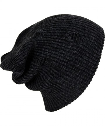 Skullies & Beanies Boho Distressed Slouch Beanie- Ripped Long Hipster Oversized Ribbed Knit Skull Hat - Black - CQ186HER54Y $...