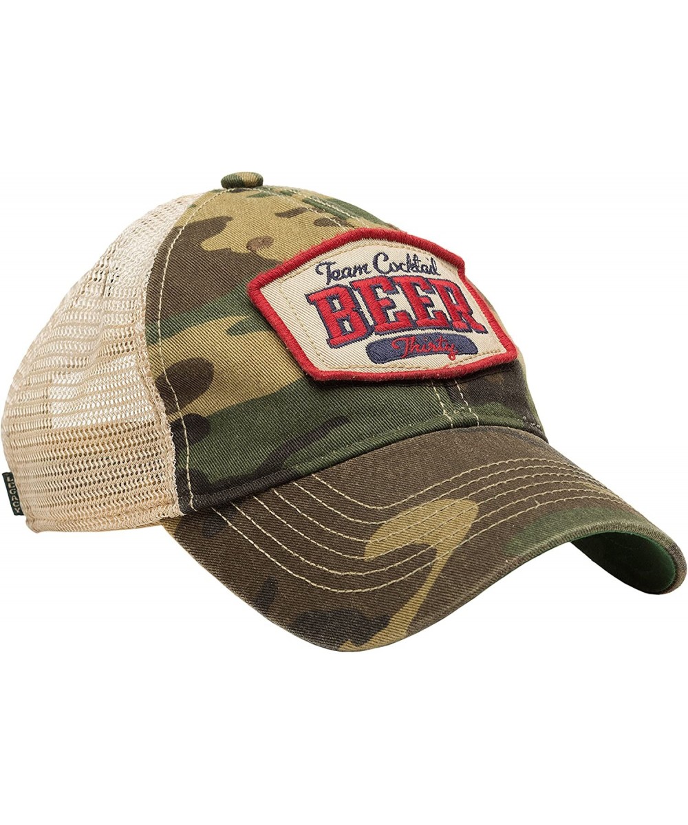 Baseball Caps Beer Thirty Mesh Trucker Hat - Camo Hat (Red w/Navy) - CE11MX7STTT $39.22