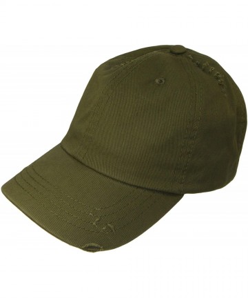 Baseball Caps Dad Hat - Frayed/Weathered Vintage Style Low Profile Cap (One Size- Olive Green) - C1128TLERQL $19.57