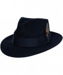 Fedoras 'Louie' Men's 100% Wool Classic Brim Teardrop Fedora Hat - Navy - C718U28GA2A $55.61