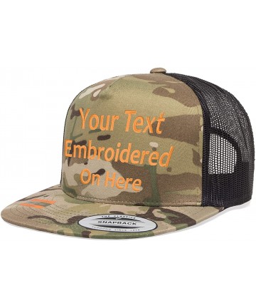 Baseball Caps Custom Trucker Flatbill Hat Yupoong 6006 Embroidered Your Text Snapback - Multicam - CW18QOXAMGA $65.50
