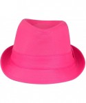 Fedoras Women's Colorful Cotton Blend Trilby Fedora Hat - Hot Pink - CI12F5LSAO7 $23.79