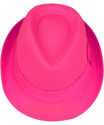 Fedoras Women's Colorful Cotton Blend Trilby Fedora Hat - Hot Pink - CI12F5LSAO7 $23.79