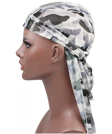 Skullies & Beanies Colorful Military Camouflage Waves Long Tail Caps Bandana Turban Silky Durag Headwraps for Men and Women -...