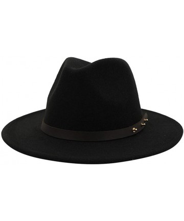 Fedoras Mens Western Cowboy Hat Faux Felt Wide Brim Fedora Hat - B Black - CW193W8G05N $19.32