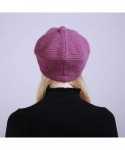 Skullies & Beanies Women's Fashion Peak Crochet Caps Winter Wool Knit Manual Caps Hat Solid Color Warm - Hot Pink - CO18HXW9G...