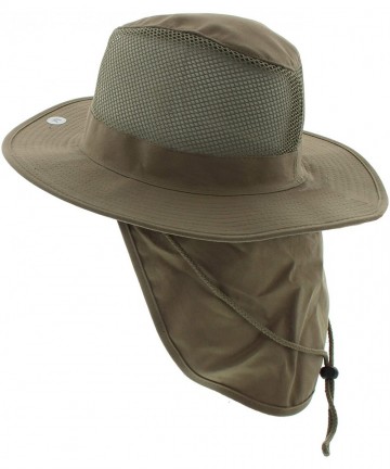 Sun Hats Wide Brim Bora Booney Outdoor Safari Summer Hat w/Neck Flap & Sun Protection - Brown - Mesh Top - CV1199DYLVP $17.18
