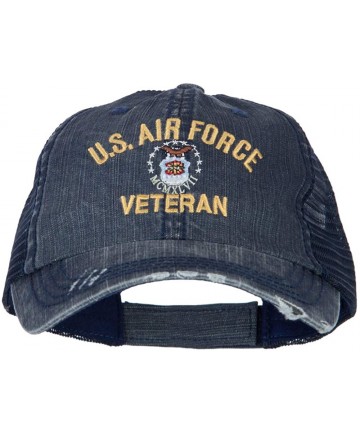 Baseball Caps US Air Force Veteran Military Embroidered Low Cotton Mesh Cap - Navy - CQ18L8TQNEO $53.13