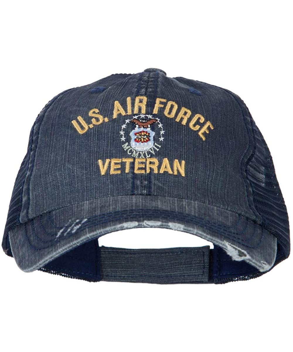 Baseball Caps US Air Force Veteran Military Embroidered Low Cotton Mesh Cap - Navy - CQ18L8TQNEO $34.38