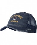 Baseball Caps US Air Force Veteran Military Embroidered Low Cotton Mesh Cap - Navy - CQ18L8TQNEO $34.38