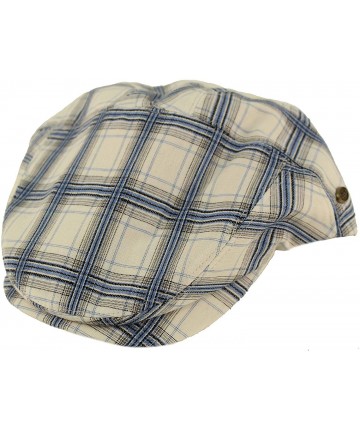 Newsboy Caps Men's 100% Cotton 7 Panel Ivy Mixed Pattern Driver Cabby Flat Cap Hat - Plaid White - C818R5GORKW $18.94